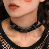 Gothic PU Leather Buckle Choker Necklace for Women