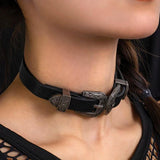Gothic PU Leather Buckle Choker Necklace for Women