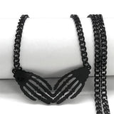 Gothic Skull Skeleton Hand Necklace Stainless Steel Goth Grunge
