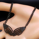 Gothic Skull Skeleton Hand Necklace Stainless Steel Goth Grunge