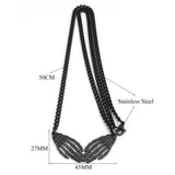Gothic Skull Skeleton Hand Necklace Stainless Steel Goth Grunge
