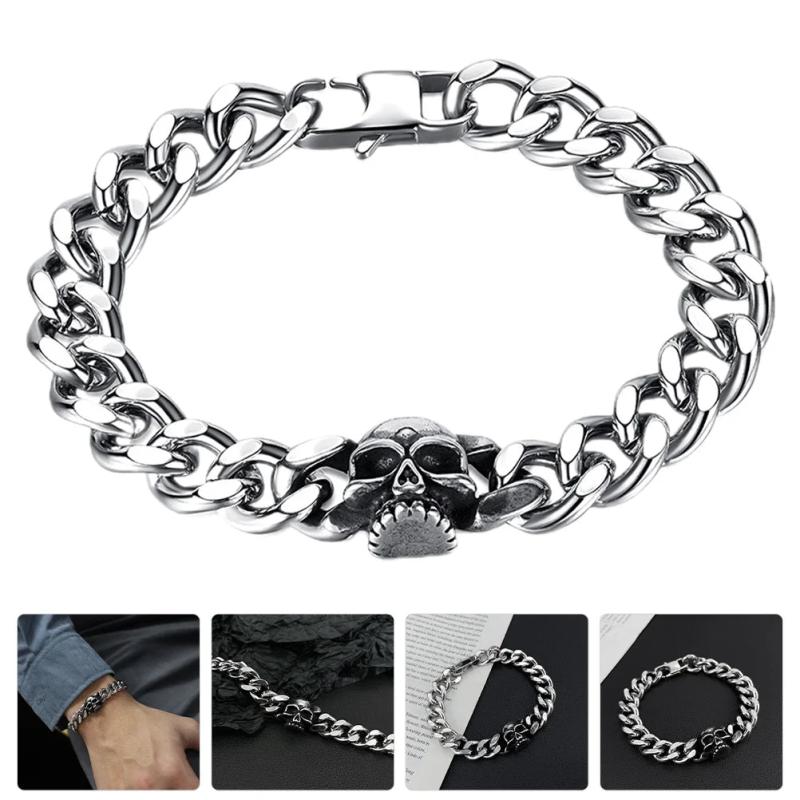 Metal Buckle Bracelet Wristband Personality Punk Women Hip Hop