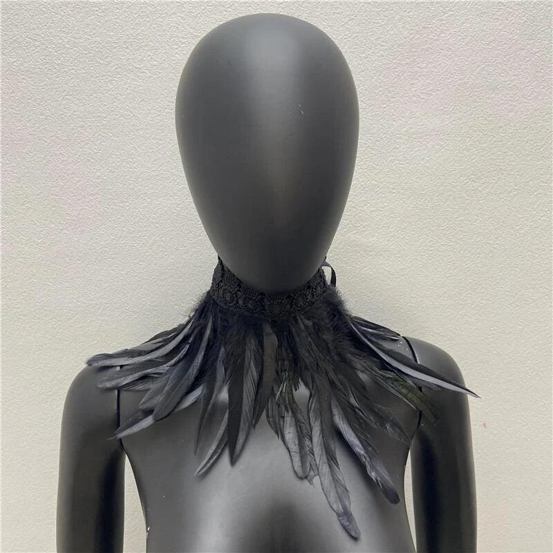 Gothic Lace Feather Necklace Scarf Choker