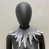 Gothic Lace Feather Necklace Scarf Choker