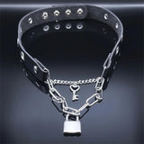 Punk Stainless Steel Lock Heart Key Necklace
