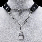 Punk Stainless Steel Lock Heart Key Necklace