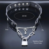 Punk Stainless Steel Lock Heart Key Necklace