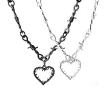 Gothic Thorns Heart Pendant Choker