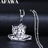 Halloween Magic Hat Cat Silver Stainless Steel Statement Necklace