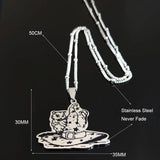 Halloween Magic Hat Cat Silver Stainless Steel Statement Necklace
