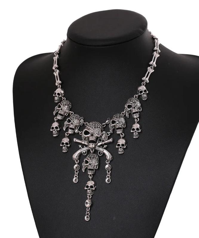 Vintage Multi-Layer Skull Ghost Tassel Necklace