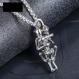 Skull Skeleton Pendant Stainless Steel Necklace Biker Halloween