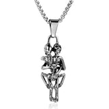 Skull Skeleton Pendant Stainless Steel Necklace Biker Halloween