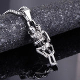 Skull Skeleton Pendant Stainless Steel Necklace Biker Halloween