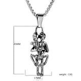 Skull Skeleton Pendant Stainless Steel Necklace Biker Halloween