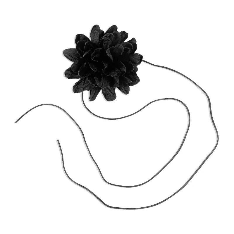 Multicolor Rose Flower Collarbone Chain Halloween Lace-up Necklace