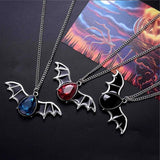 Punk Halloween Bat Necklace Red Zircon Pendant Chain Jewelry Gift