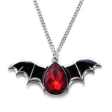 Punk Halloween Bat Necklace Red Zircon Pendant Chain Jewelry Gift