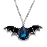 Punk Halloween Bat Necklace Red Zircon Pendant Chain Jewelry Gift