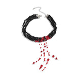 Gothic Red Crystal Tassel Choker Necklace Halloween Jewelry