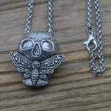Skull Moth Butterfly Necklace Halloween Gift