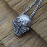 Skull Moth Butterfly Necklace Halloween Gift