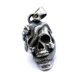 Stainless Steel Skull & Snake Necklace Halloween Personality Skull Pendant