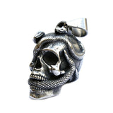 Stainless Steel Skull & Snake Necklace Halloween Personality Skull Pendant
