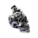 Stainless Steel Skull & Snake Necklace Halloween Personality Skull Pendant