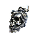 Stainless Steel Skull & Snake Necklace Halloween Personality Skull Pendant