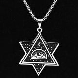 Wicca Evil Eye Hexagram Star of David Necklace