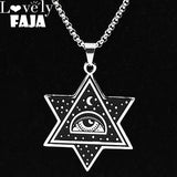 Wicca Evil Eye Hexagram Star of David Necklace