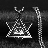 Wicca Evil Eye Hexagram Star of David Necklace