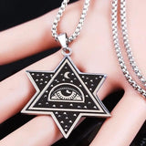 Wicca Evil Eye Hexagram Star of David Necklace