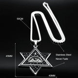 Wicca Evil Eye Hexagram Star of David Necklace