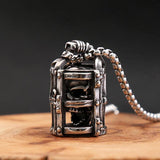 Gothic Prison Skull Pendant Necklace Stainless Steel