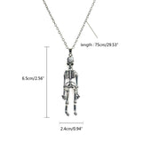 2Pcs Skeleton Skull Necklaces BFF Halloween Jewelry Bestie Sister Couples
