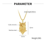 Gothic Viking Owl Skull Men's Pendant Necklace