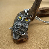 Gothic Viking Owl Skull Men's Pendant Necklace