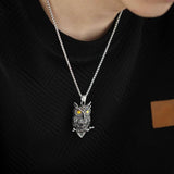 Gothic Viking Owl Skull Men's Pendant Necklace