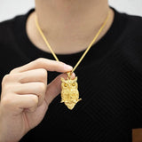 Gothic Viking Owl Skull Men's Pendant Necklace