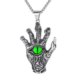 Evil Eye Skull Hand Paw Pendant Necklace Men Women - Halloween Gift