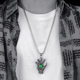 Evil Eye Skull Hand Paw Pendant Necklace Men Women - Halloween Gift