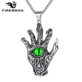Evil Eye Skull Hand Paw Pendant Necklace Men Women - Halloween Gift