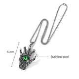 Evil Eye Skull Hand Paw Pendant Necklace Men Women - Halloween Gift