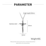 Men Skull Cross Pendant Christian Necklace Silver Stainless Steel Jewelry