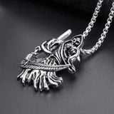 Stainless Steel Gothic Death God Skull Grim Reaper Pendant Necklace