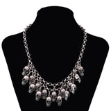 Punk Skull Choker Halloween Necklace Unisex Skull Heads Tassel Necklace