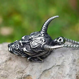 Goth Punk Skull Fangs Necklace Stainless Steel Halloween Cosplay Jewelry