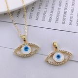 14K Bling Eye Pendant Necklace Shining Evil Eyes Necklace